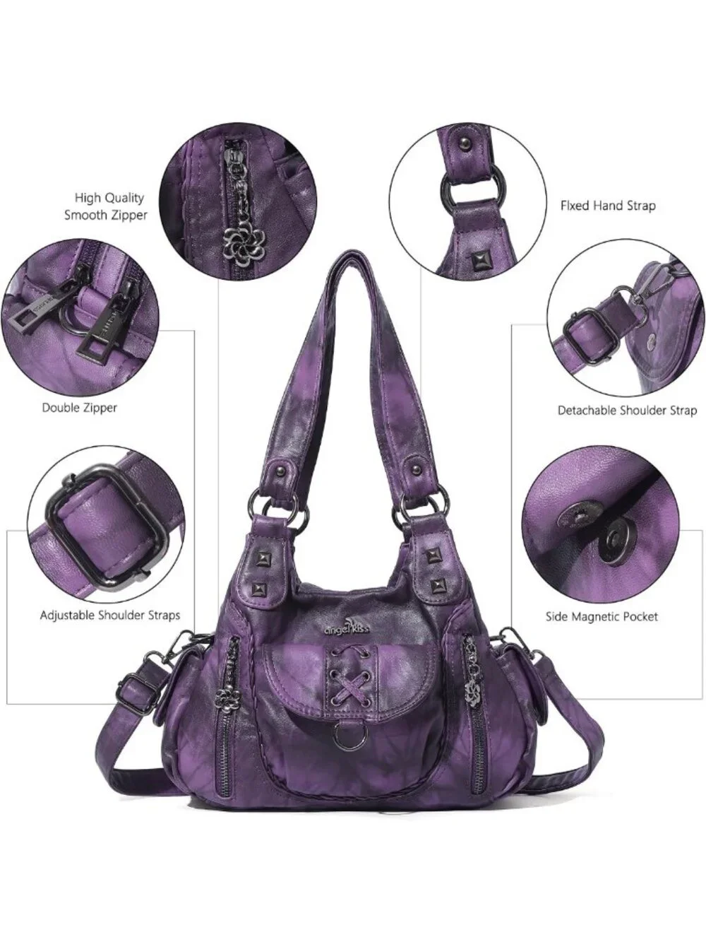 Chic Y2K Small Hobo Purse for Women - Vegan Leather Multi-Pocket Crossbody Bag